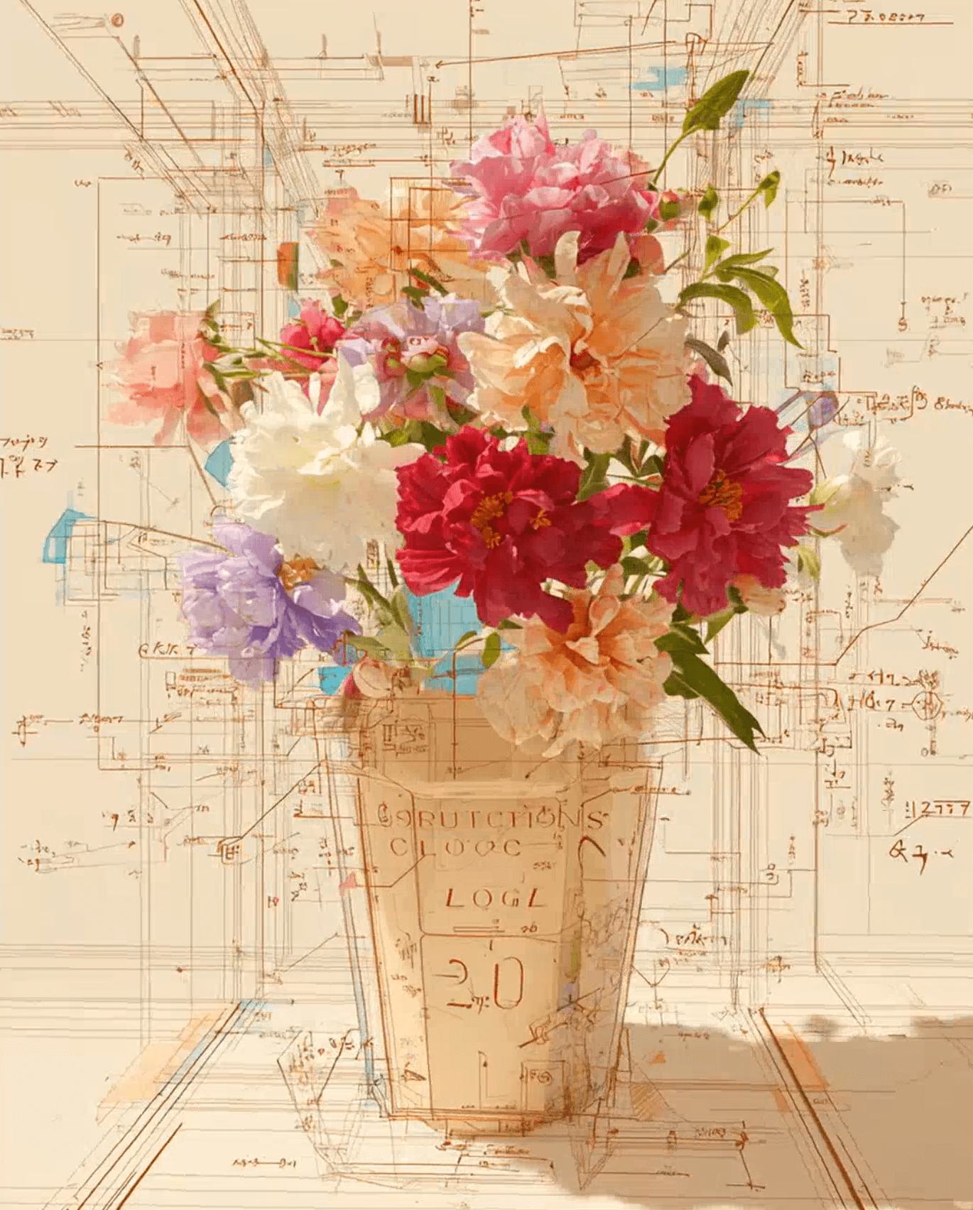 Soft, editorial bouquet – calm, minimal, cream background.